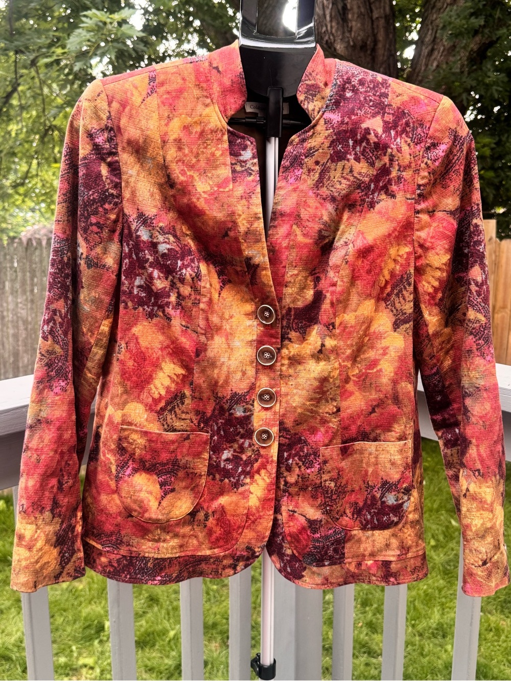 Coldwater Creek Woven Floral Blazer / Jacket Size 10 /M